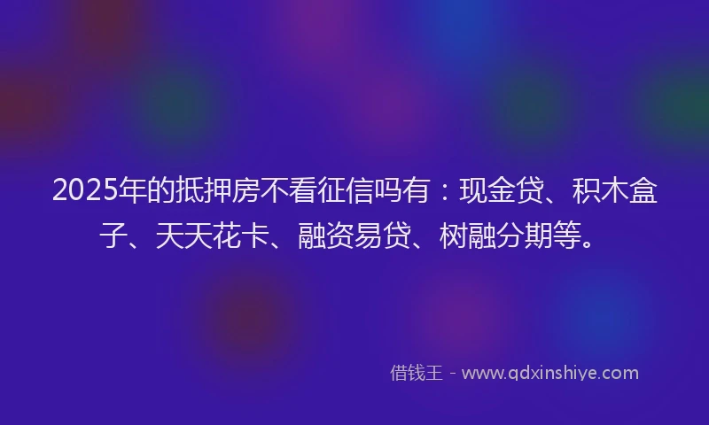 2025年的抵押房不看征信吗有：现金贷、积木盒子、天天花卡、融资易贷、树融分期等。