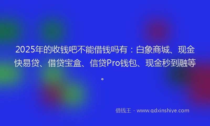 2025年的收钱吧不能借钱吗有：白象商城、现金快易贷、借贷宝盒、信贷Pro钱包、现金秒到融等。