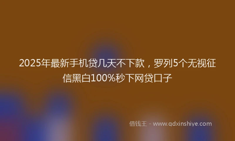 2025年最新手机贷几天不下款，罗列5个无视征信黑白100%秒下网贷口子