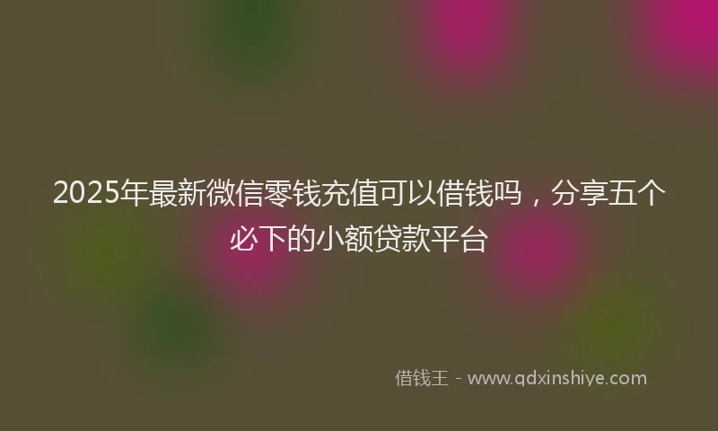 2025年最新微信零钱充值可以借钱吗，分享五个必下的小额贷款平台