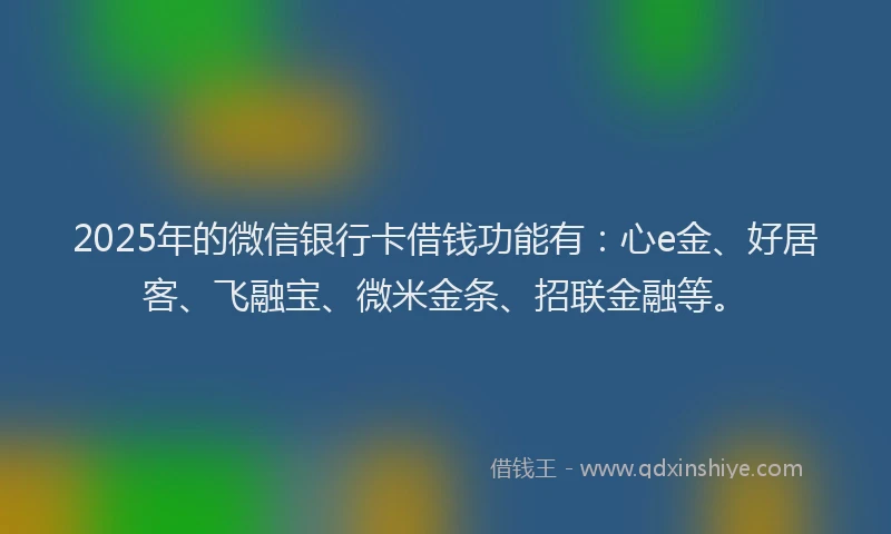 2025年的微信银行卡借钱功能有：心e金、好居客、飞融宝、微米金条、招联金融等。