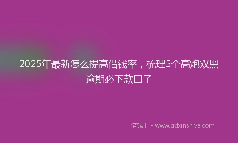 2025年最新怎么提高借钱率，梳理5个高炮双黑逾期必下款口子