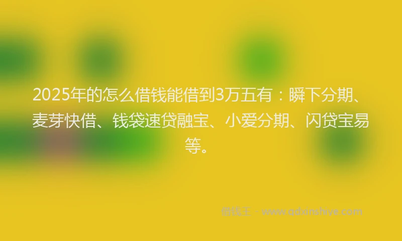2025年的怎么借钱能借到3万五有：瞬下分期、麦芽快借、钱袋速贷融宝、小爱分期、闪贷宝易等。