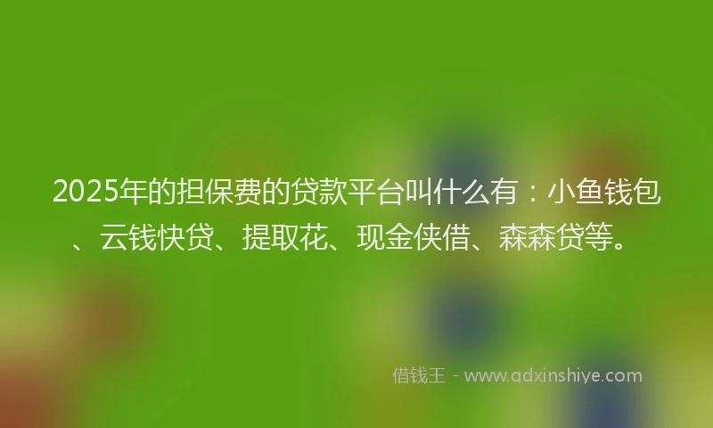 2025年的担保费的贷款平台叫什么有：小鱼钱包、云钱快贷、提取花、现金侠借、森森贷等。