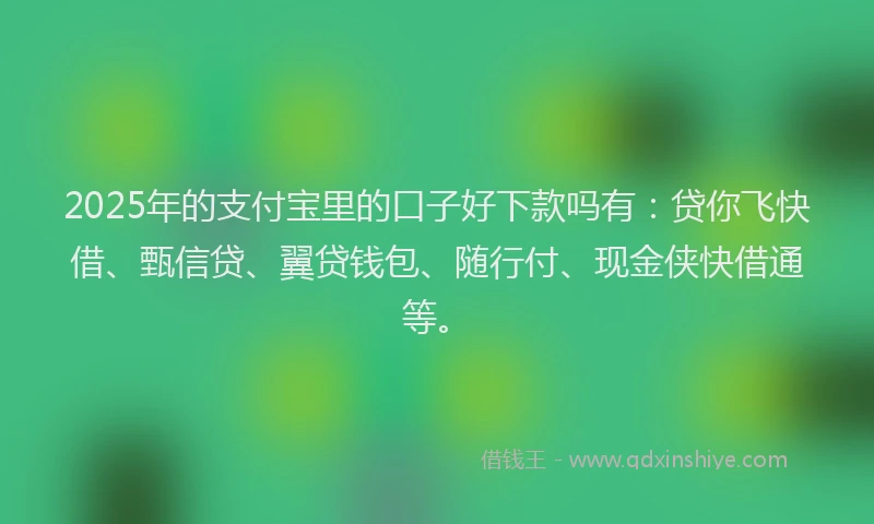 2025年的支付宝里的口子好下款吗有：贷你飞快借、甄信贷、翼贷钱包、随行付、现金侠快借通等。