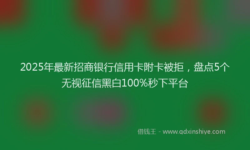2025年最新招商银行信用卡附卡被拒，盘点5个无视征信黑白100%秒下平台