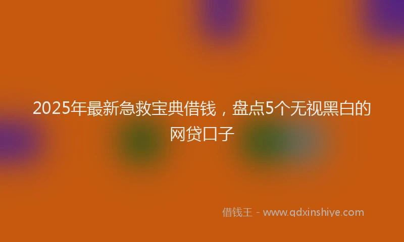 2025年最新急救宝典借钱，盘点5个无视黑白的网贷口子