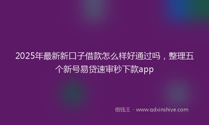 2025年最新新口子借款怎么样好通过吗，整理五个新号易贷速审秒下款app