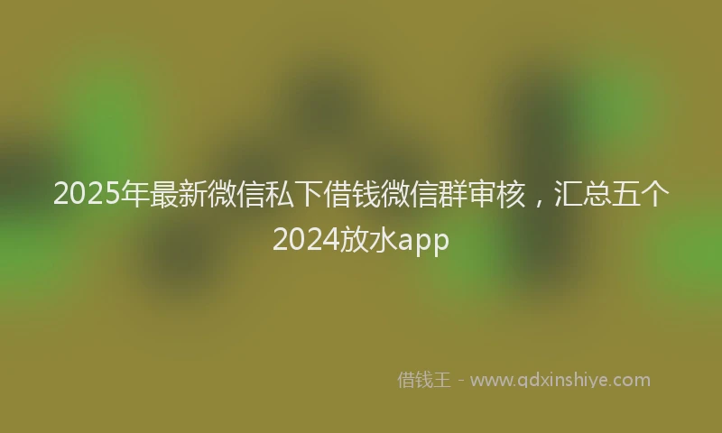 2025年最新微信私下借钱微信群审核，汇总五个2024放水app