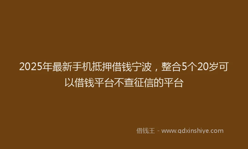 2025年最新手机抵押借钱宁波，整合5个20岁可以借钱平台不查征信的平台