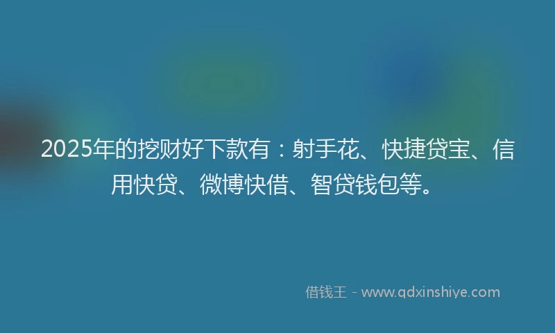 2025年的挖财好下款有：射手花、快捷贷宝、信用快贷、微博快借、智贷钱包等。