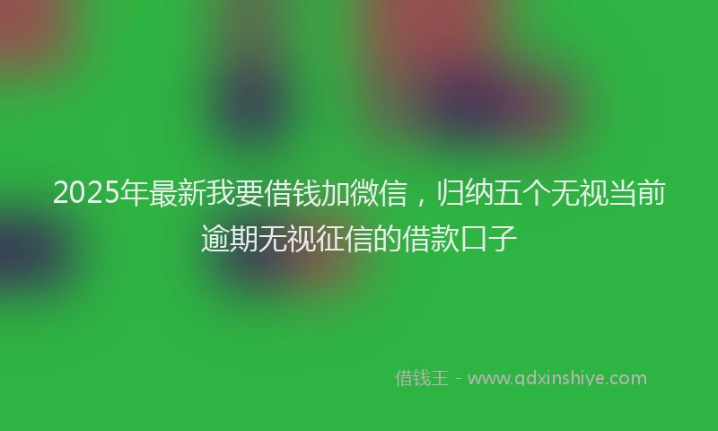 2025年最新我要借钱加微信，归纳五个无视当前逾期无视征信的借款口子