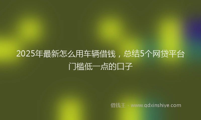 2025年最新怎么用车辆借钱，总结5个网贷平台门槛低一点的口子