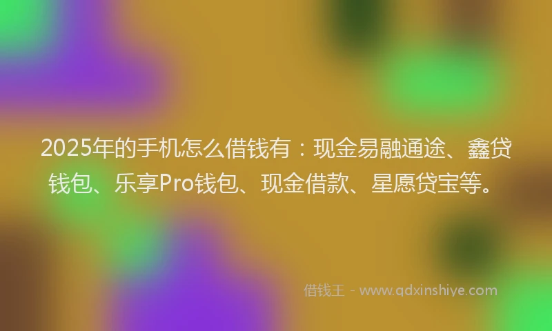 2025年的手机怎么借钱有：现金易融通途、鑫贷钱包、乐享Pro钱包、现金借款、星愿贷宝等。