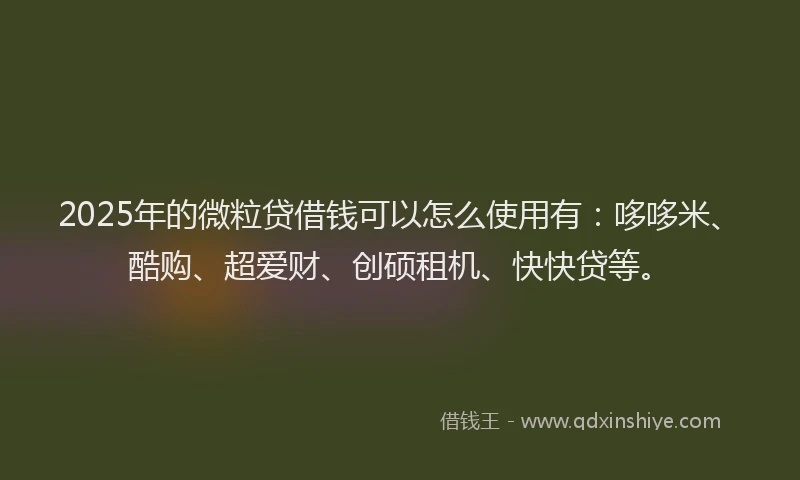 2025年的微粒贷借钱可以怎么使用有：哆哆米、酷购、超爱财、创硕租机、快快贷等。