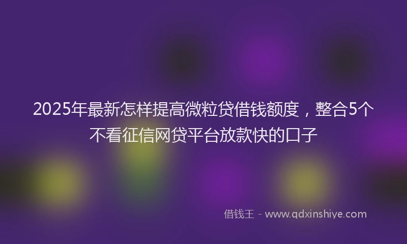 2025年最新怎样提高微粒贷借钱额度，整合5个不看征信网贷平台放款快的口子