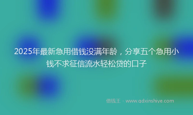 2025年最新急用借钱没满年龄，分享五个急用小钱不求征信流水轻松贷的口子