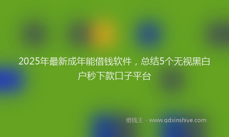 2025年最新成年能借钱软件，总结5个无视黑白户秒下款口子平台
