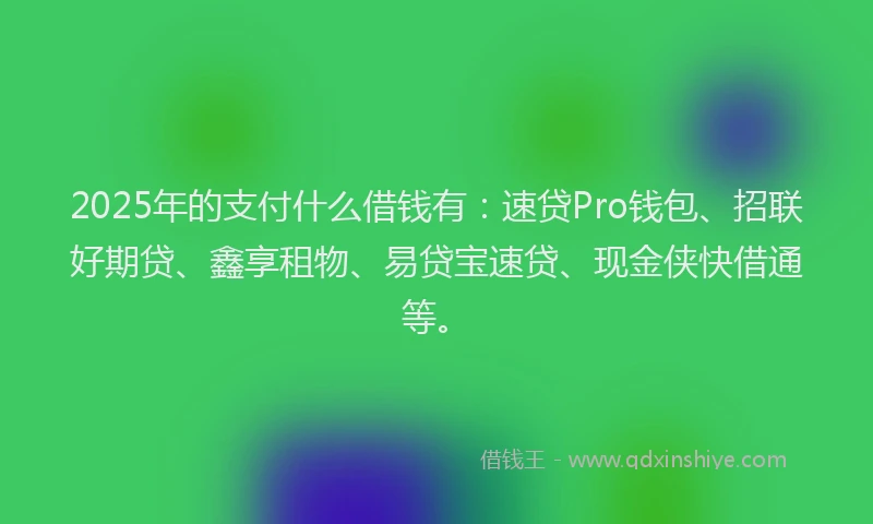 2025年的支付什么借钱有：速贷Pro钱包、招联好期贷、鑫享租物、易贷宝速贷、现金侠快借通等。