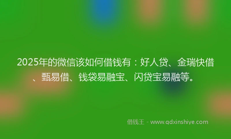 2025年的微信该如何借钱有：好人贷、金瑞快借、甄易借、钱袋易融宝、闪贷宝易融等。
