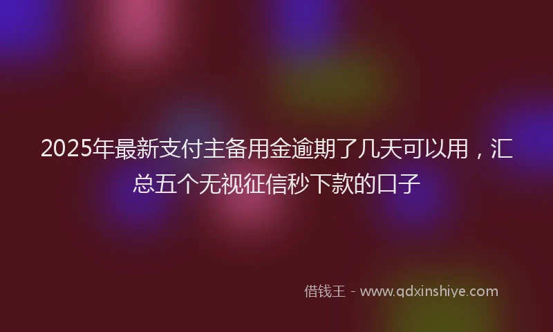 2025年最新支付主备用金逾期了几天可以用，汇总五个无视征信秒下款的口子
