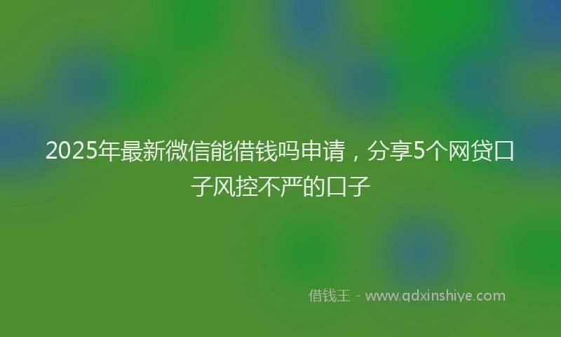 2025年最新微信能借钱吗申请，分享5个网贷口子风控不严的口子