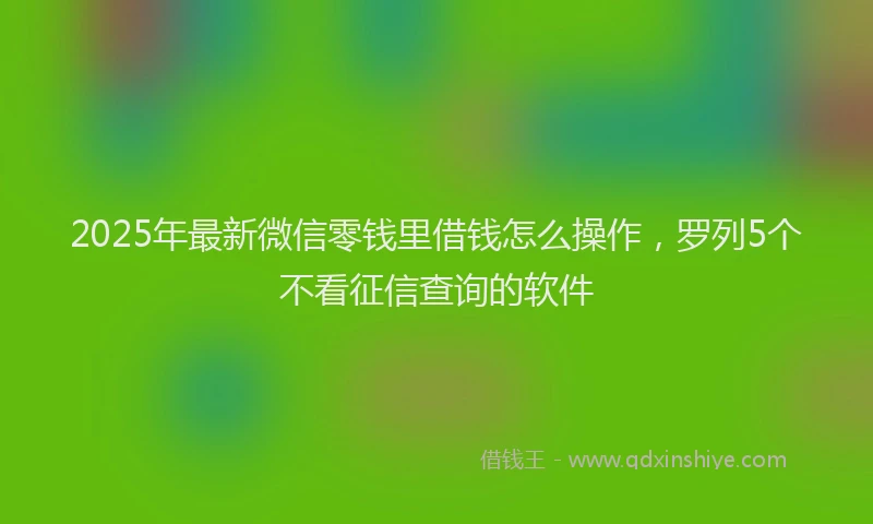 2025年最新微信零钱里借钱怎么操作，罗列5个不看征信查询的软件
