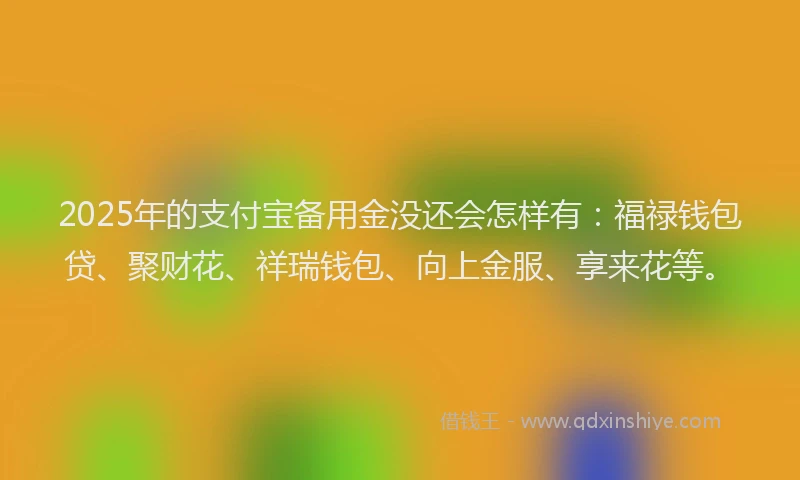 2025年的支付宝备用金没还会怎样有：福禄钱包贷、聚财花、祥瑞钱包、向上金服、享来花等。