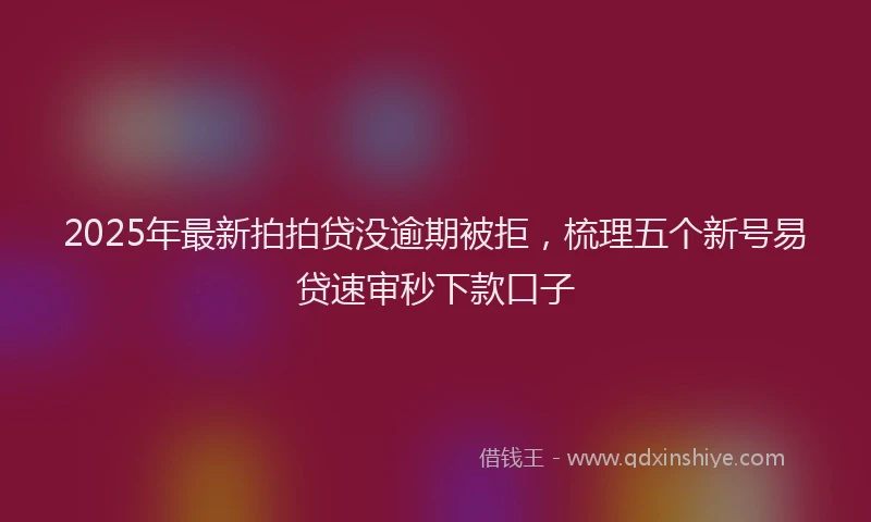 2025年最新拍拍贷没逾期被拒，梳理五个新号易贷速审秒下款口子