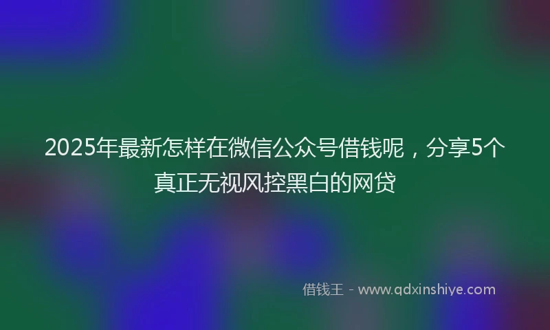 2025年最新怎样在微信公众号借钱呢，分享5个真正无视风控黑白的网贷