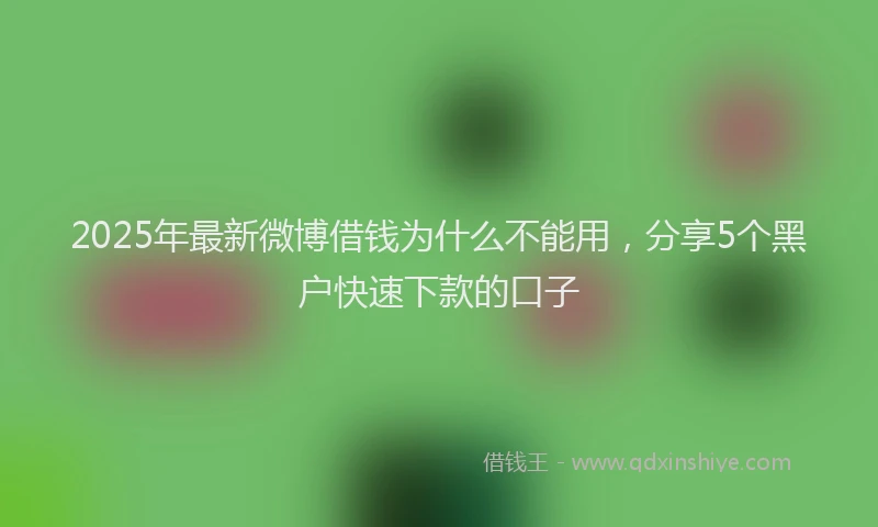 2025年最新微博借钱为什么不能用，分享5个黑户快速下款的口子