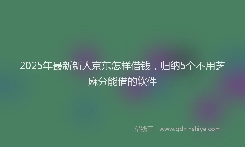 2025年最新新人京东怎样借钱，归纳5个不用芝麻分能借的软件