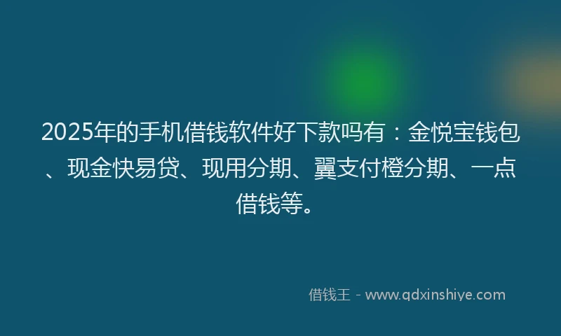 2025年的手机借钱软件好下款吗有：金悦宝钱包、现金快易贷、现用分期、翼支付橙分期、一点借钱等。