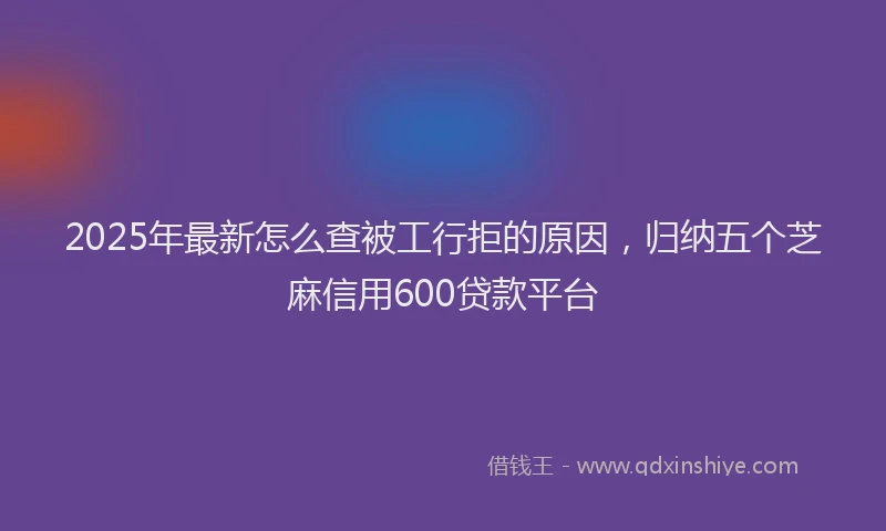 2025年最新怎么查被工行拒的原因，归纳五个芝麻信用600贷款平台