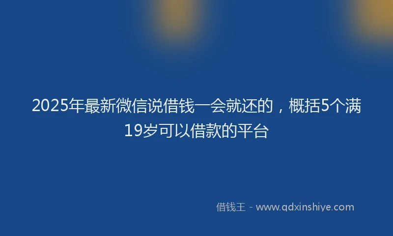 2025年最新微信说借钱一会就还的，概括5个满19岁可以借款的平台