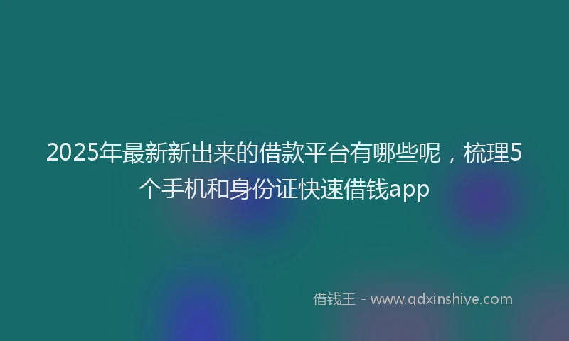 2025年最新新出来的借款平台有哪些呢，梳理5个手机和身份证快速借钱app