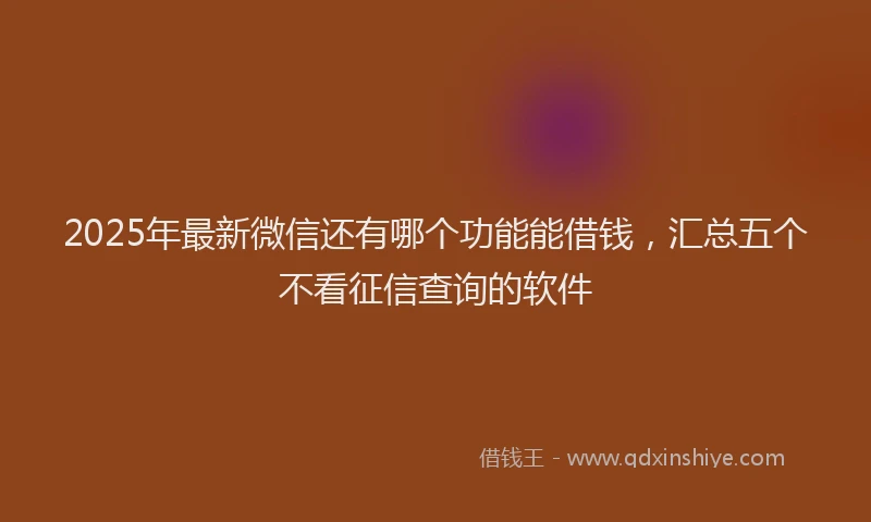 2025年最新微信还有哪个功能能借钱，汇总五个不看征信查询的软件