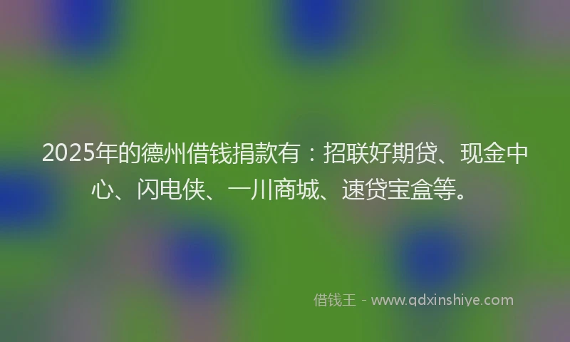 2025年的德州借钱捐款有：招联好期贷、现金中心、闪电侠、一川商城、速贷宝盒等。