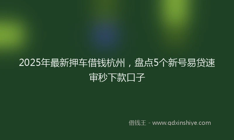 2025年最新押车借钱杭州，盘点5个新号易贷速审秒下款口子