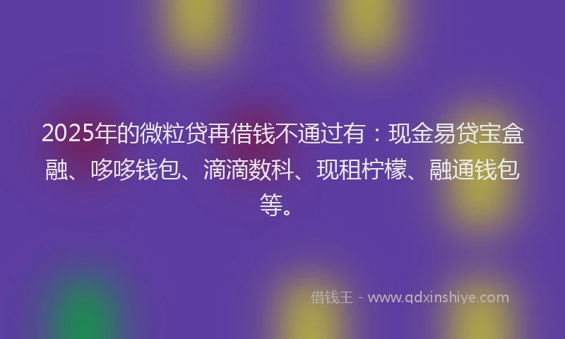 2025年的微粒贷再借钱不通过有：现金易贷宝盒融、哆哆钱包、滴滴数科、现租柠檬、融通钱包等。