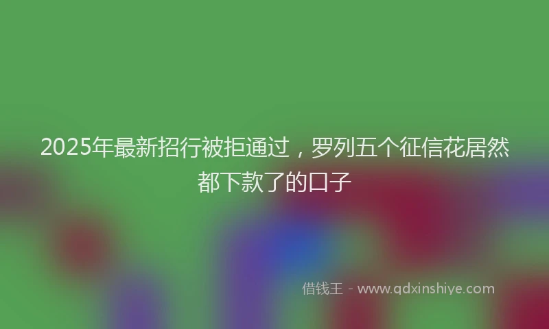 2025年最新招行被拒通过，罗列五个征信花居然都下款了的口子
