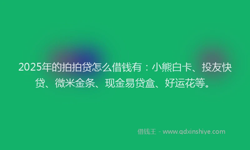 2025年的拍拍贷怎么借钱有：小熊白卡、投友快贷、微米金条、现金易贷盒、好运花等。