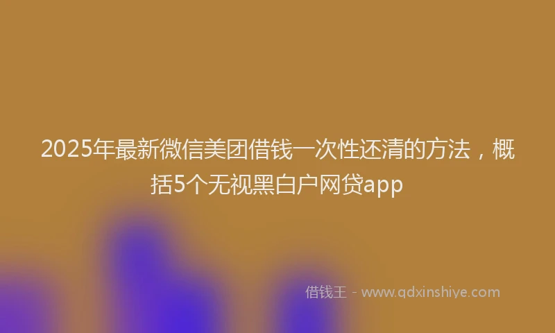2025年最新微信美团借钱一次性还清的方法，概括5个无视黑白户网贷app