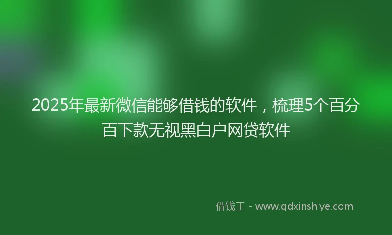 2025年最新微信能够借钱的软件，梳理5个百分百下款无视黑白户网贷软件
