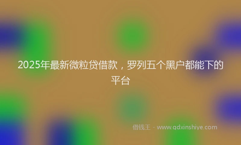 2025年最新微粒贷借款，罗列五个黑户都能下的平台