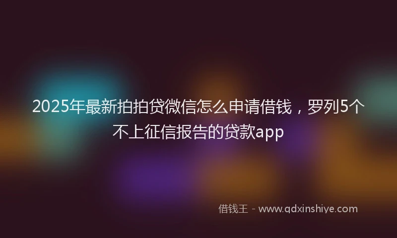 2025年最新拍拍贷微信怎么申请借钱，罗列5个不上征信报告的贷款app