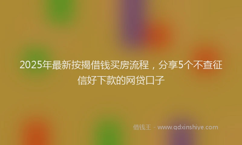 2025年最新按揭借钱买房流程，分享5个不查征信好下款的网贷口子