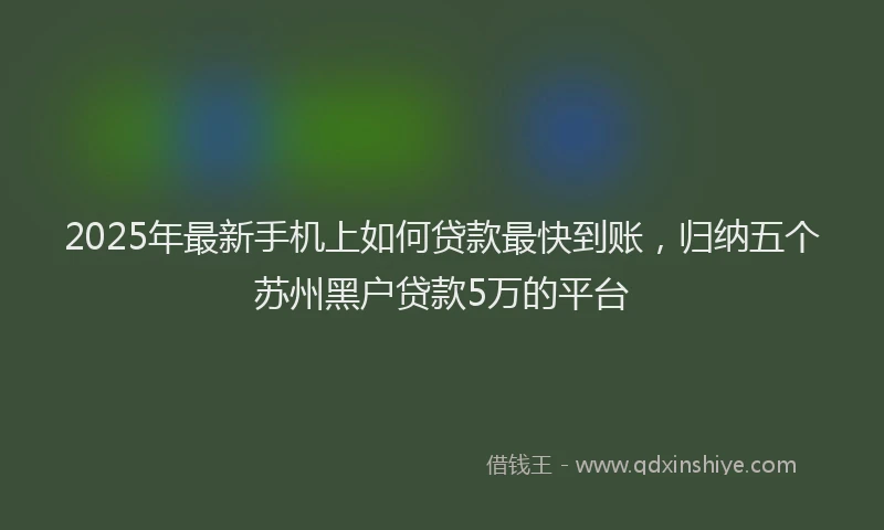 2025年最新手机上如何贷款最快到账，归纳五个苏州黑户贷款5万的平台