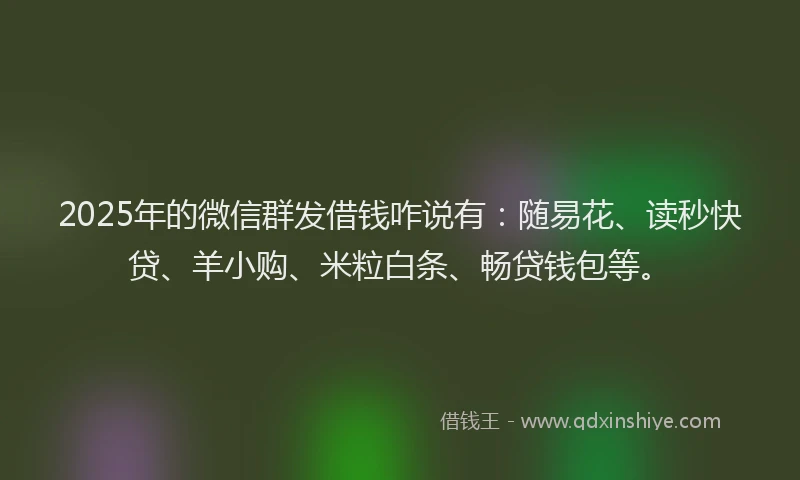 2025年的微信群发借钱咋说有：随易花、读秒快贷、羊小购、米粒白条、畅贷钱包等。