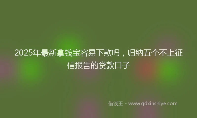 2025年最新拿钱宝容易下款吗，归纳五个不上征信报告的贷款口子